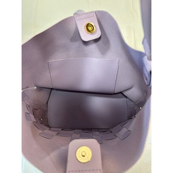 Mello World PURPLE BASKET WEAVE BUCKET BAG Purse/ Shoulder Bag - Picture 7 of 14
